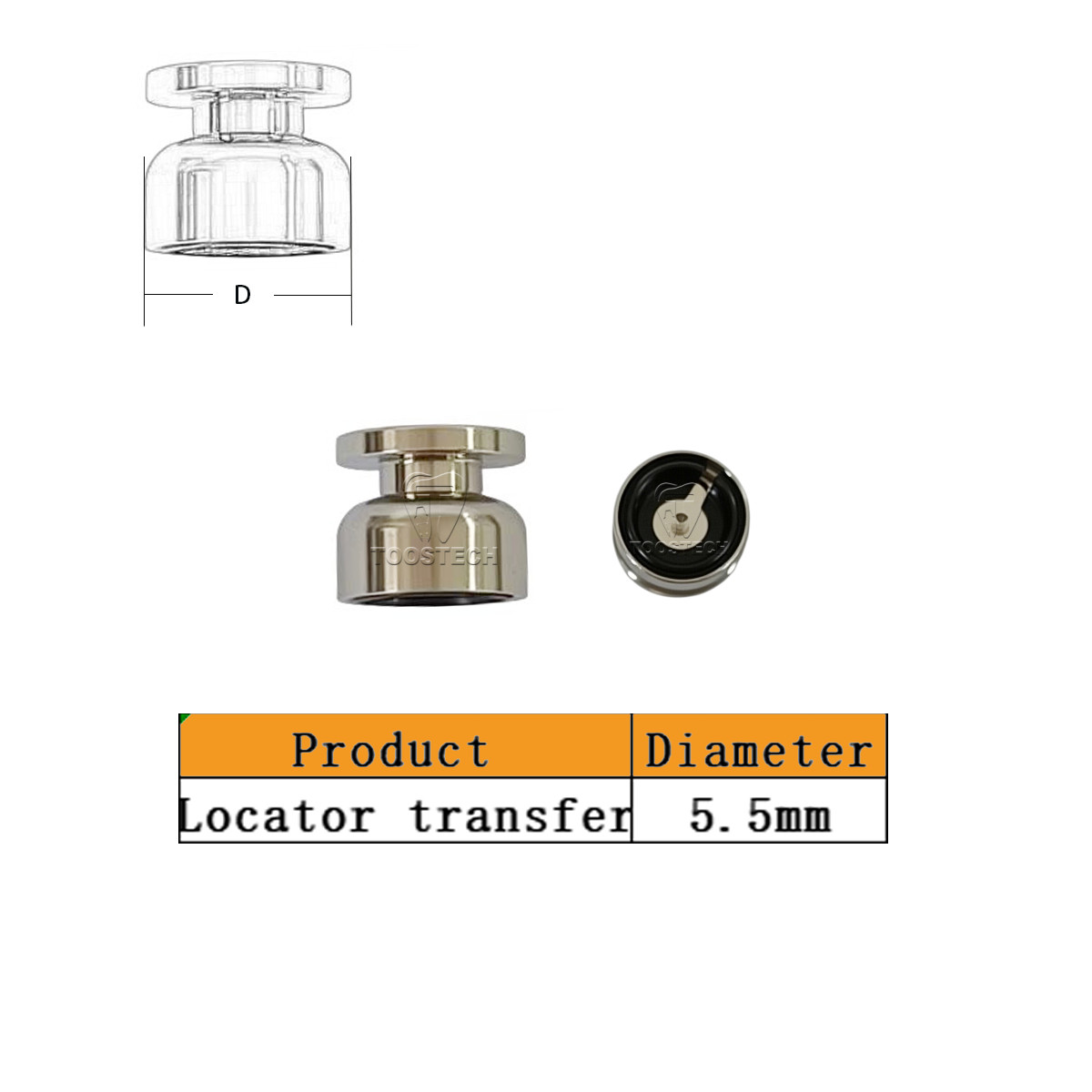 6pcs Locator pick-up impression coping Closed transfer with black plastic cap