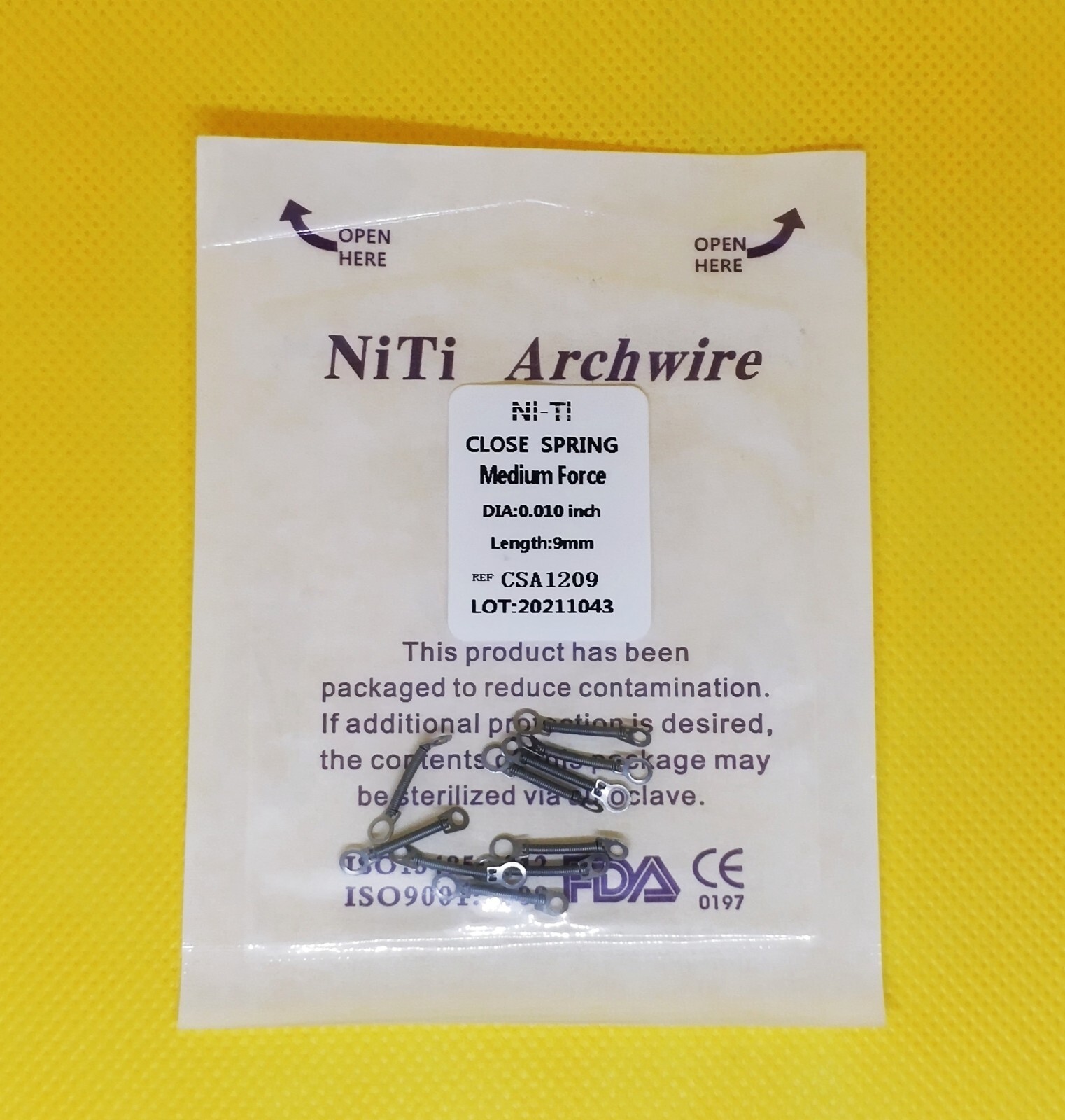 50Packs Dental Orthodontic Close Spring NiTi Alloy 0.010/012*6/9/12 mm Medium