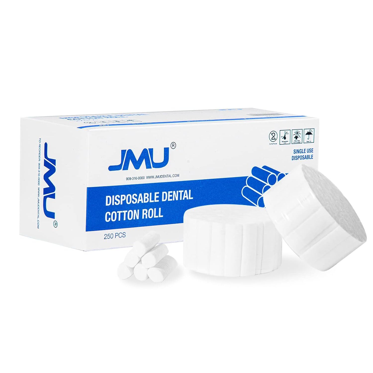 JMU Dental Cotton Rolls Mouth Nosebleed Plug Non-Sterile 1-1/2″ x 3/8″, 1″ x3/8″
