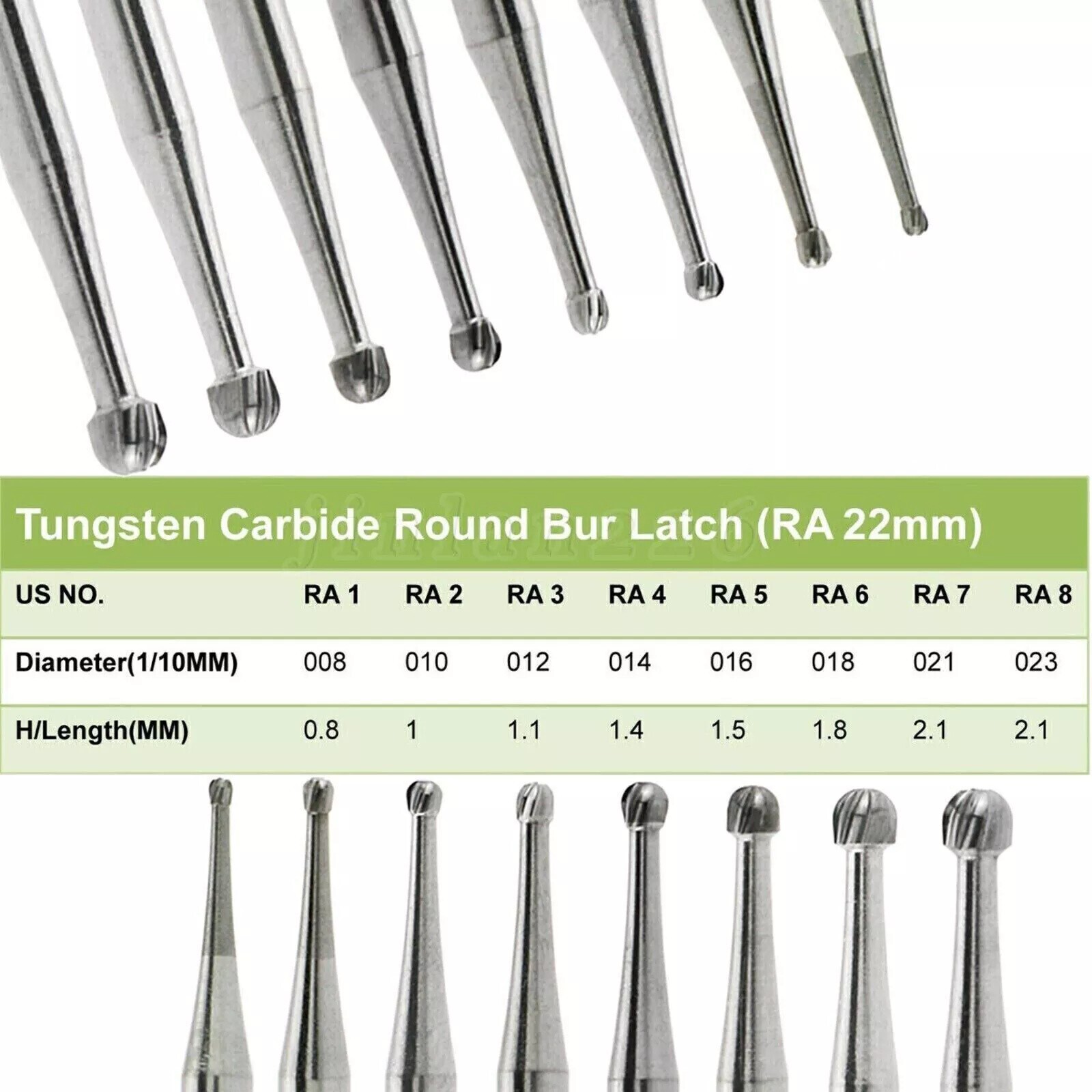 Dental Lab Clinic Tungsten Steel Burs RA1-8 For Contra Angle Low Speed Handpiece