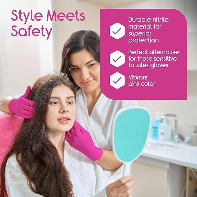Rose Pink Nitrile Exam Gloves – Fast Ship – Powder & Latex Free (Medical Grade)
