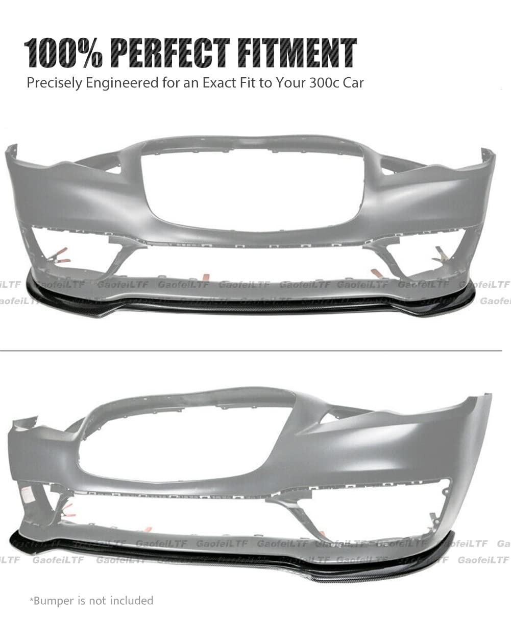 Front Bumper Lip for Chrysler 300 300C 300S 2015-2021 Carbon Fiber Splitter 3pcs
