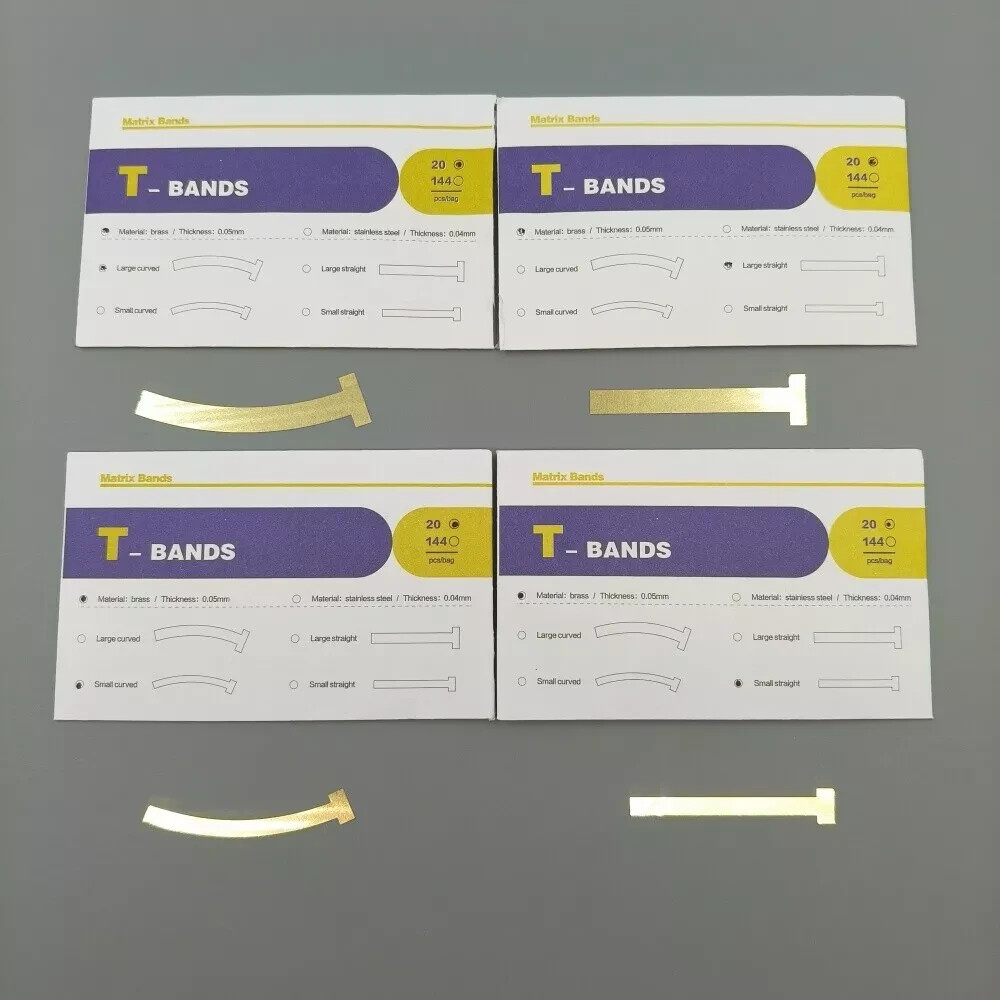 20Pcs/Pack Dental Curved Straight T-Bands Brass Wide Operatory Restorations Tool