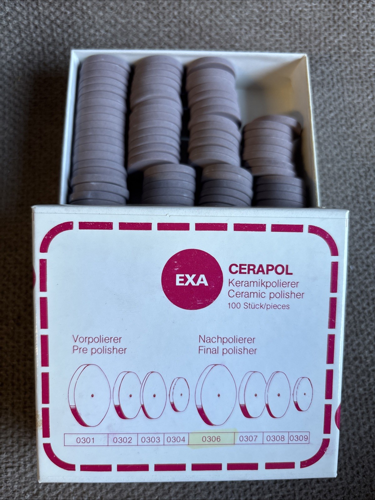 EDENTA Exa Cerapol Dental CERAMIC POLISHERS 90+ Box ~ 0306~ Made in Switzeland~