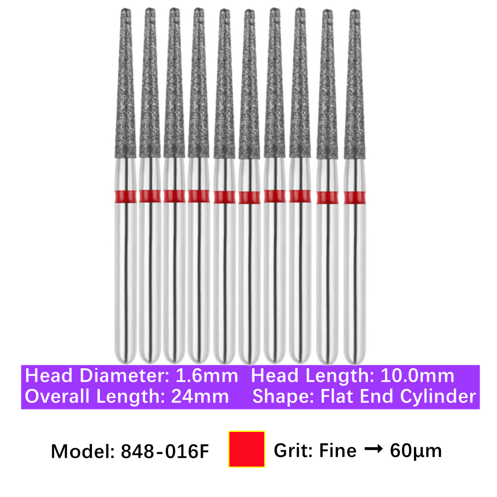 10pc Dental FG High Speed Diamond Burs Flat End Taper Shape Polishing Burs