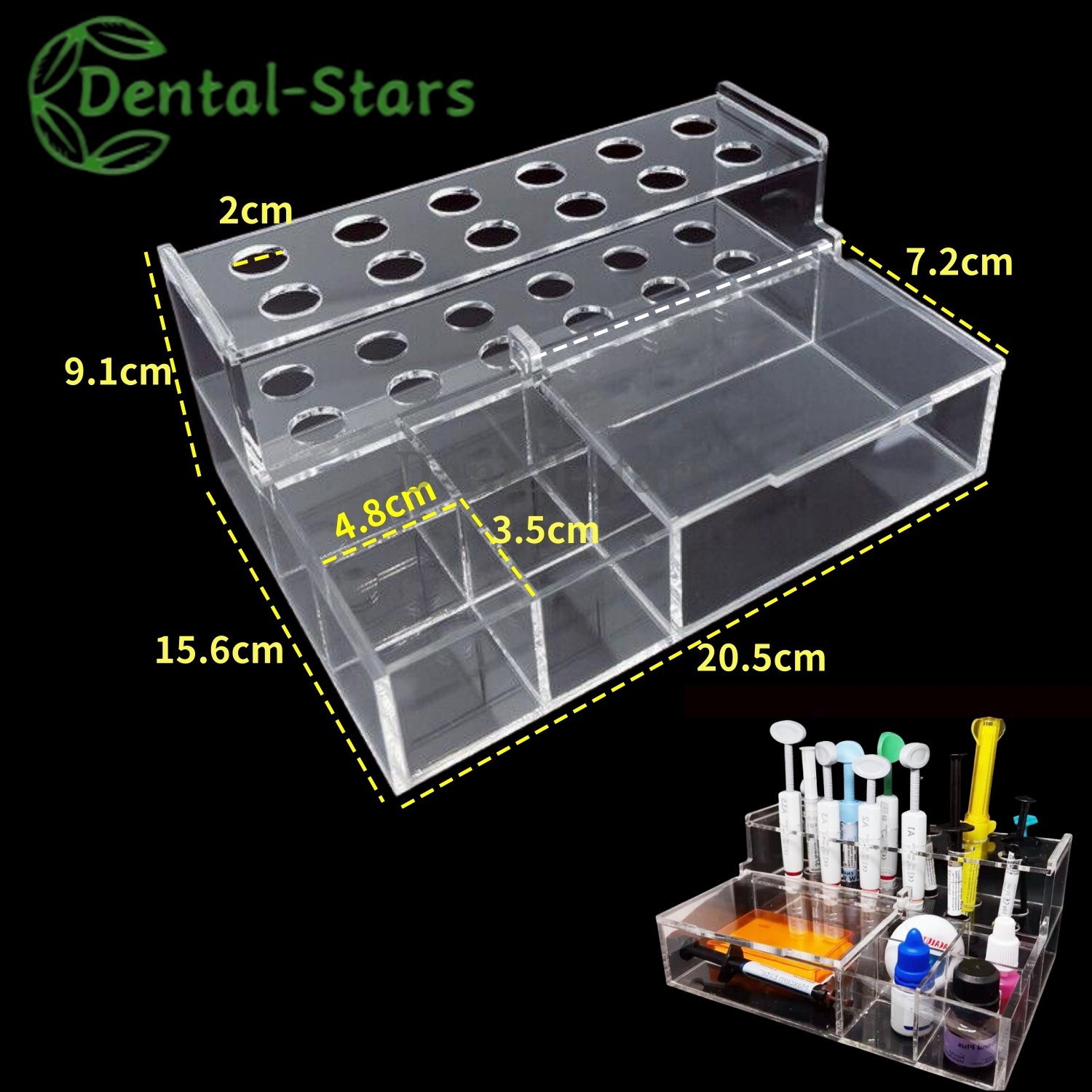 Dental Composite Syringe Acrylic Organizer Holder Resin Applicator Adhesive Rack