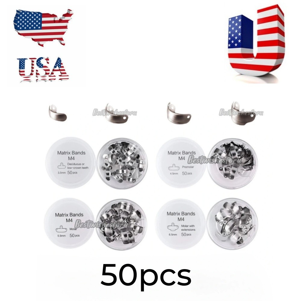 50Pcs Dental Sectional Contoured System Metal Matrices RefillMatrix Bands M4