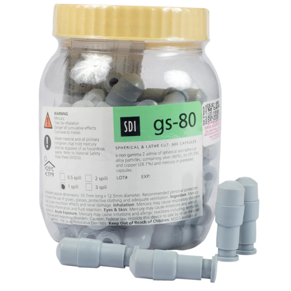 SDI GS-80 Amalgam Alloy Regular Set Dental Spill-2 (50 Capsules) Jar