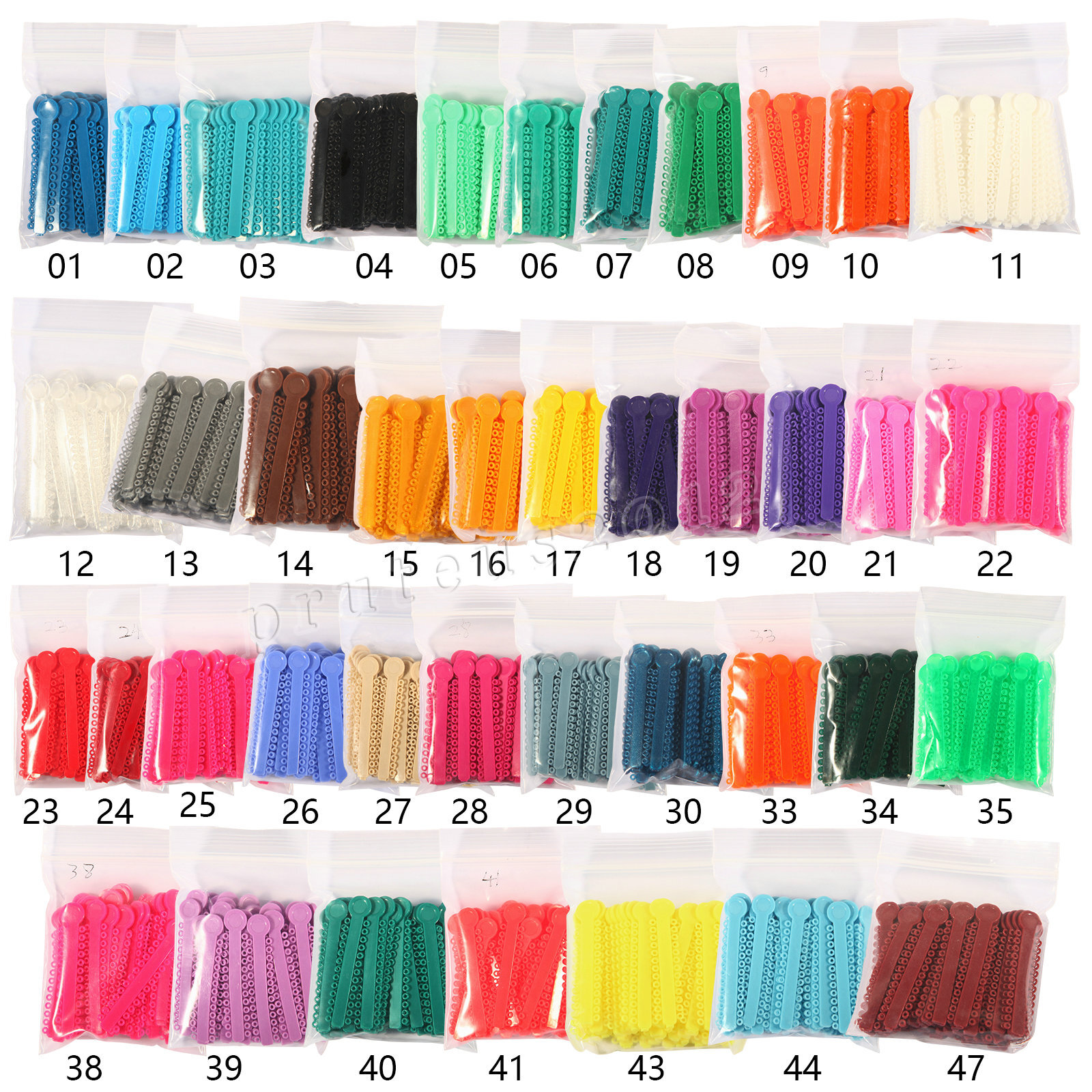 1040 Pcs Ligature Tie Dental Orthodontics Ring Elastic Latex Bands 45 Colors