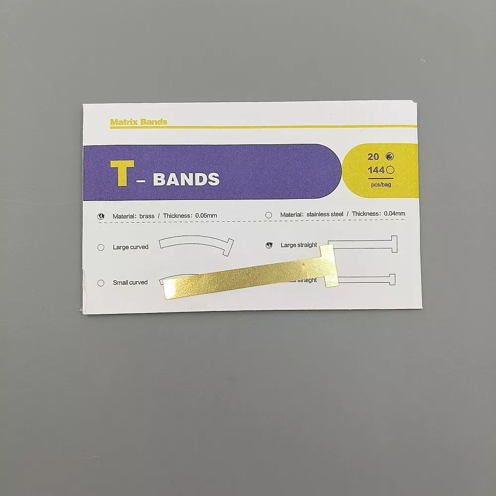 20 Pcs/Pack Dental Curved/Straight Primary Molars T Bands Brass Matrix Bands