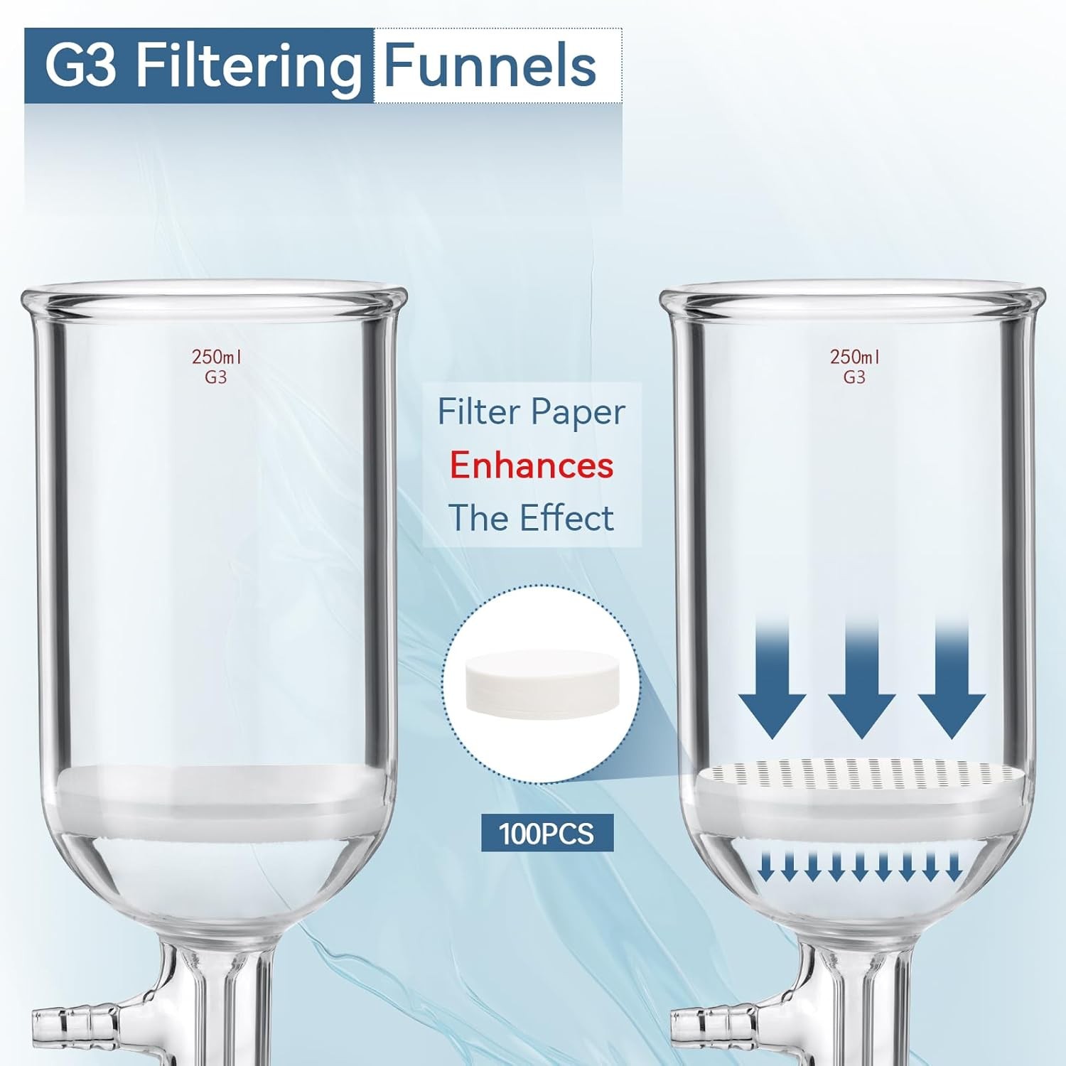 Lab Filtering Flask Glass Vacuum Suction Filter 1000ml + Buchner Funnel 250ml