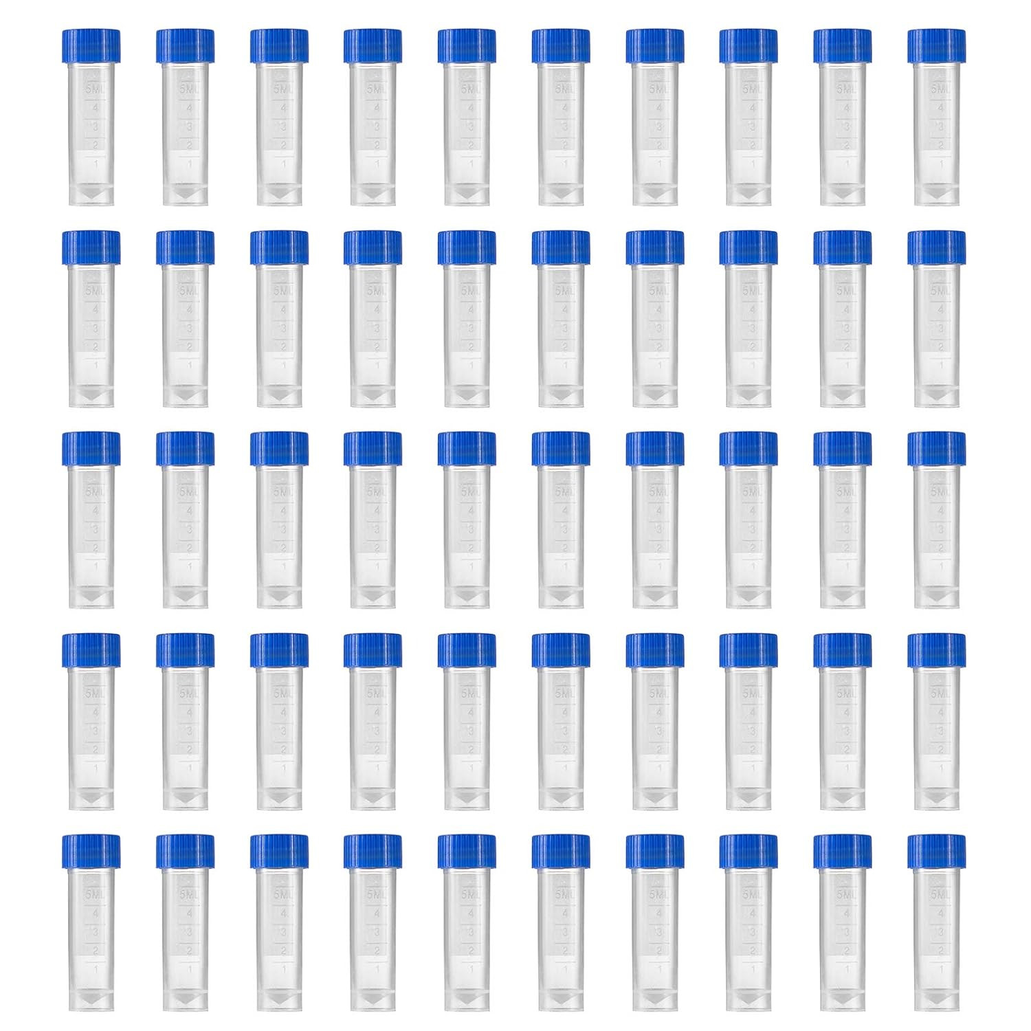 50 Pieces 5 Ml Plastic Graduated Vial Sample Bottle Storage Container Tubes with