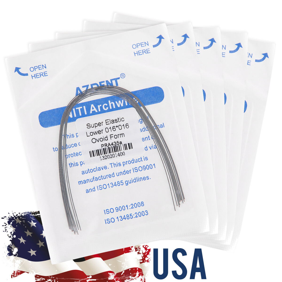 AZDENT Dental Orthodontic Super Elastic Niti Rectangular Arch Wires Ovoid Form