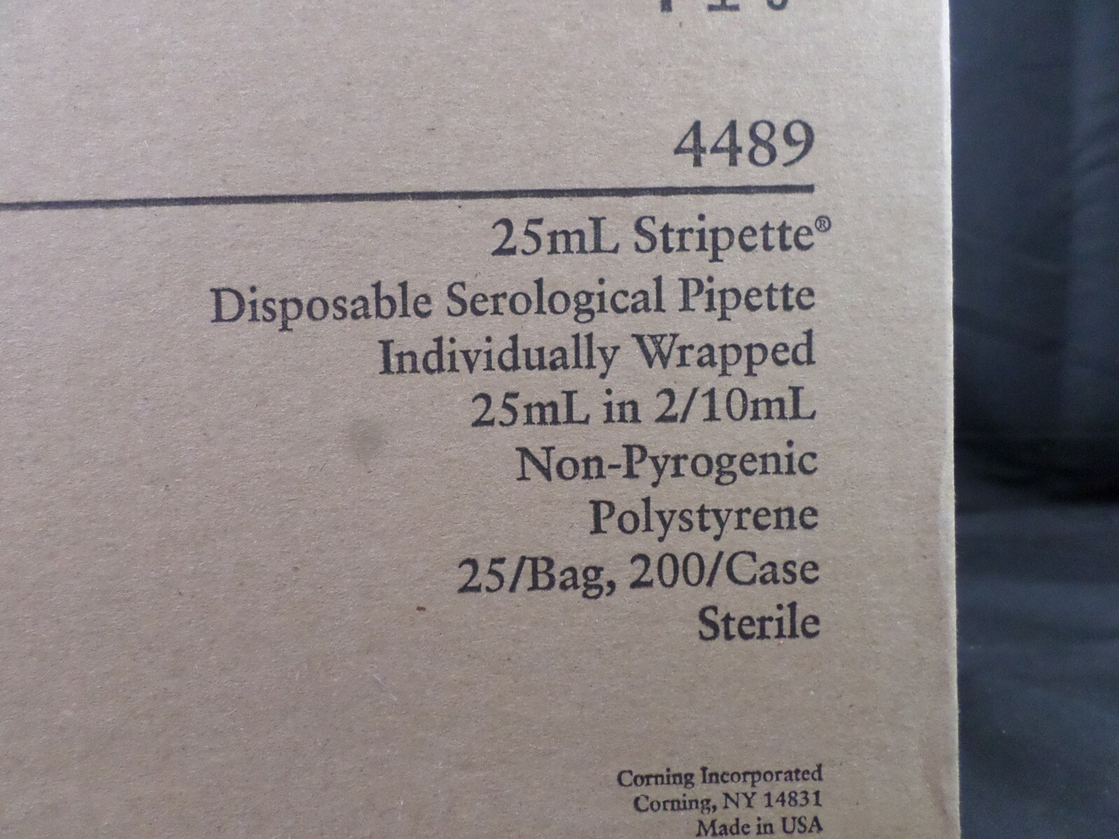 CORNING Costar 25mL Sterile Disposable Serological Pipette 4489 (200/Case)