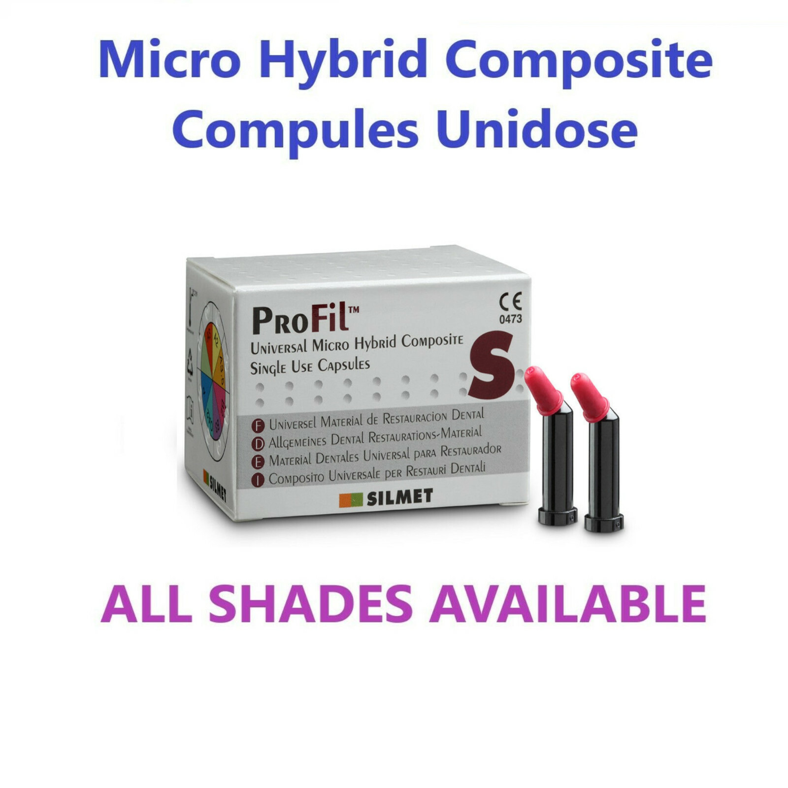 Silmet ProFil Dental Micro Hybrid Composite Compules Unidose All Shades Box/20