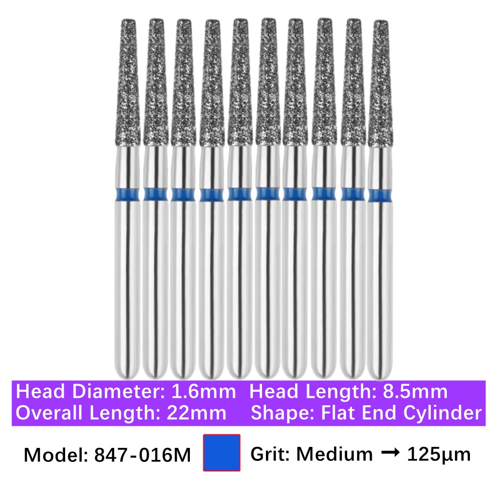 Vakker 10pc Dental Flat End Taper FG Diamond Bur 847-016M Medium Grit