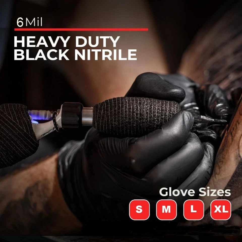 6 Mil Black Nitrile Gloves Heavy Duty Powder-Free Latex-Free New 100 PC M/L/XL