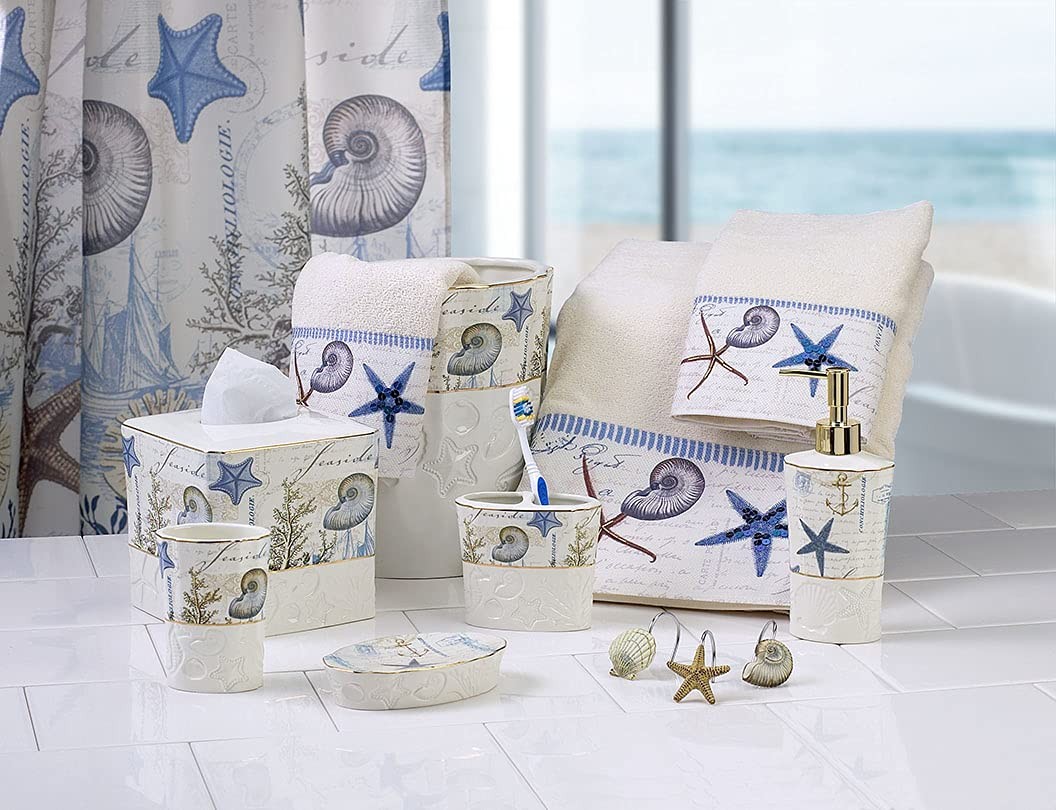 Avanti Antigua Nautical Tissue Box Cover, Guest Bathroom Essentials, Seascape