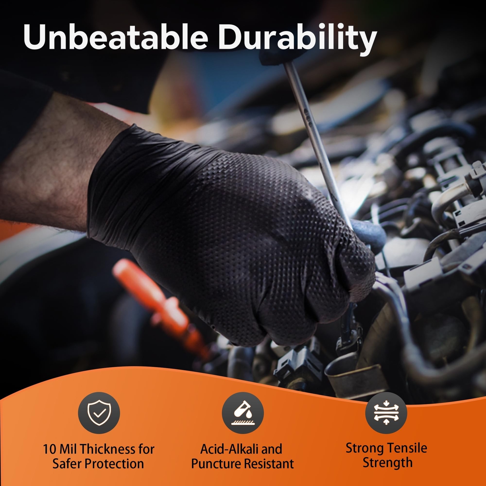 10mil Nitrile Gloves Thick,Industrial Disposable Gloves with Diamond Textured…