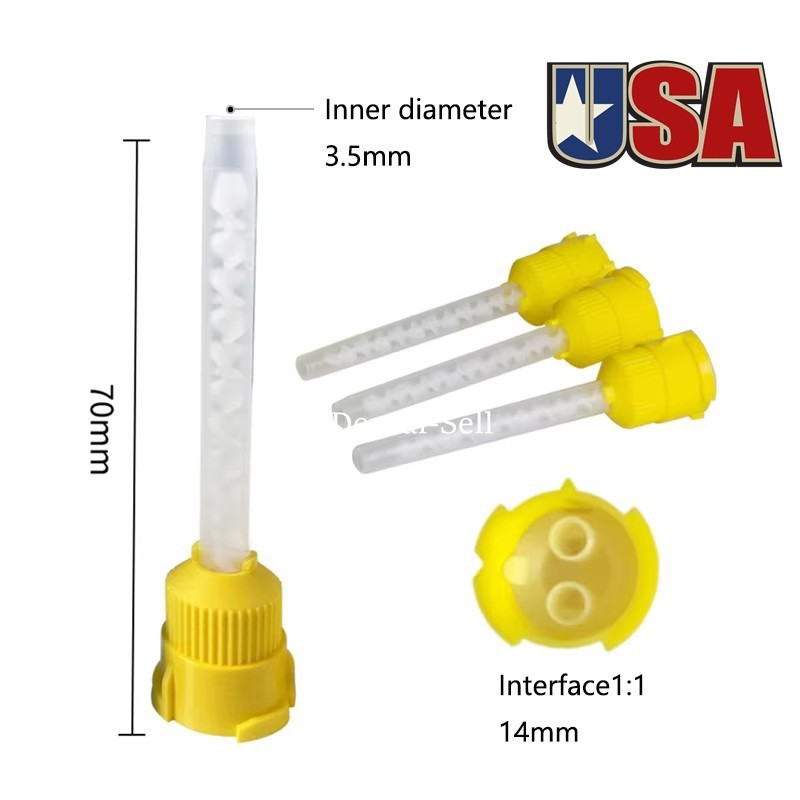 Dental Impression Mixing Tips Yellow 1:1 Intraoral Tip For Impression Material