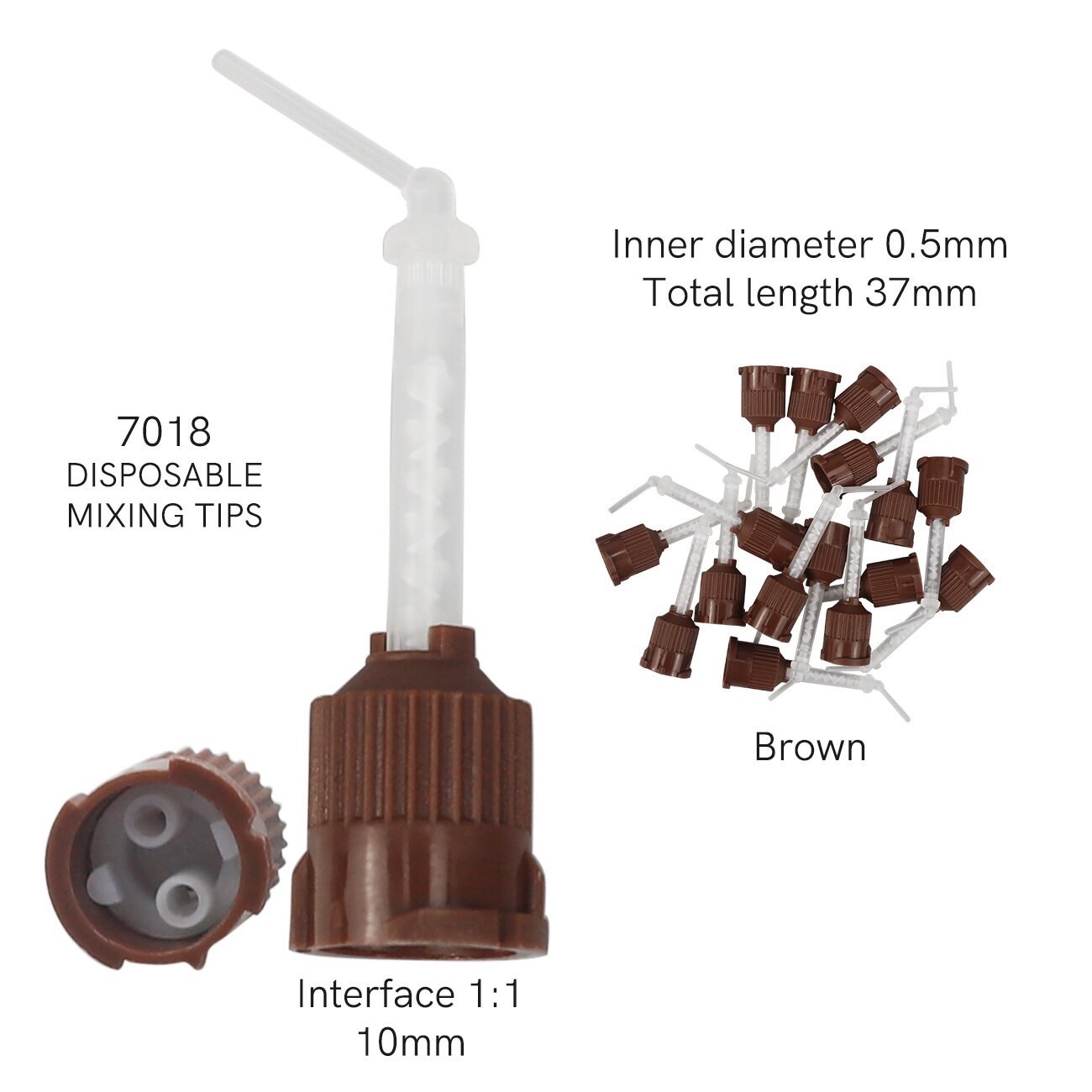 50 pcs Build Up Tips With intra-oral tip Brown T-Mix Mixing Impression Tips