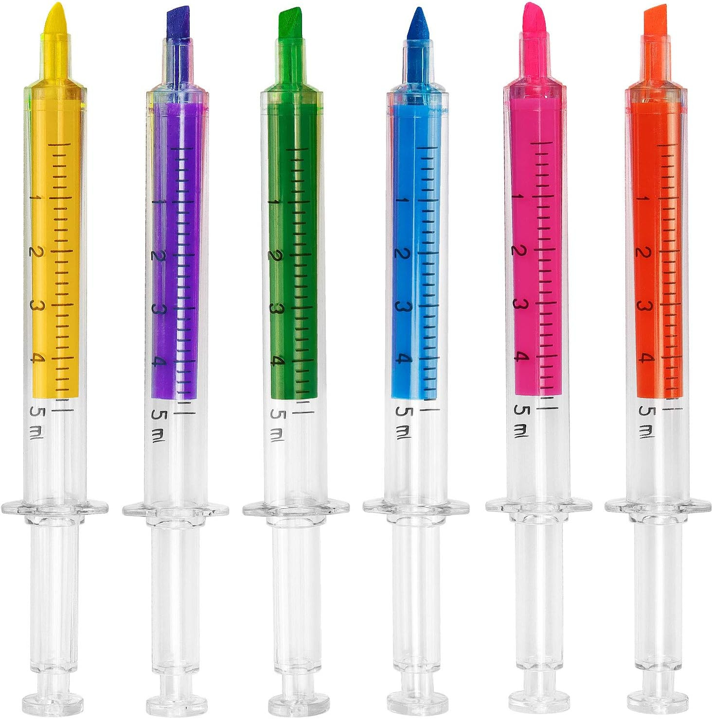 6 Syringe Ballpoint Pens + 6 Syringe Highlighters, Syringe Pen Multi Color No…