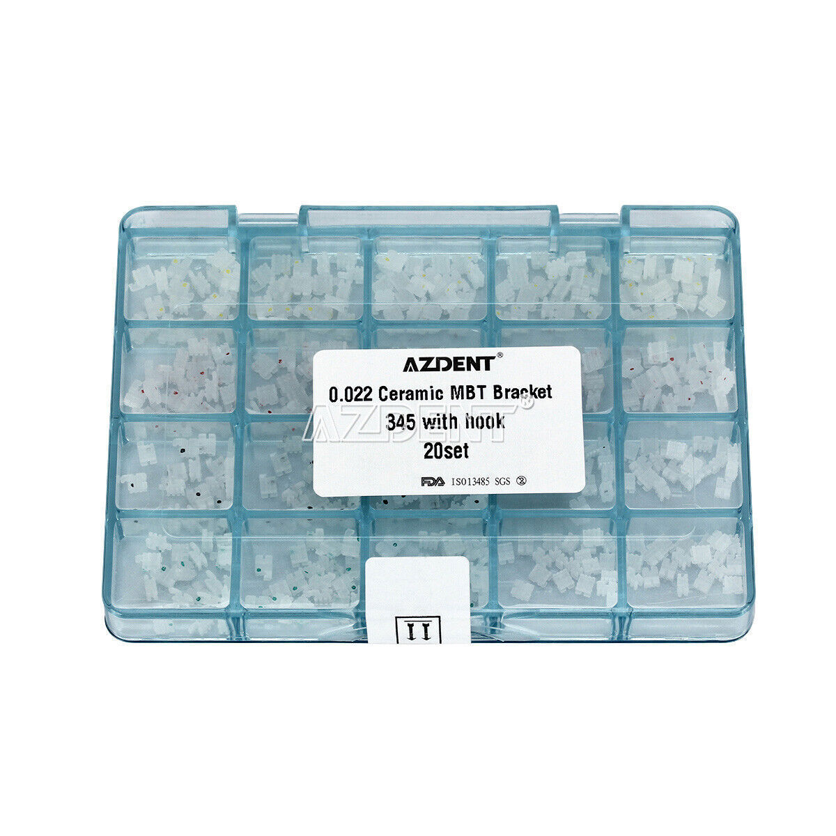 AZDENT Dental Orthodontic Ceramic Clear Bracket Brace MBT Roth 022 Hook 345 Mesh