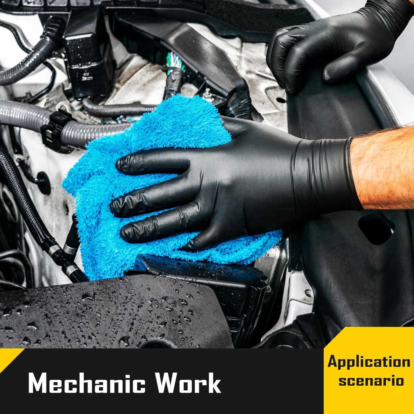 5 Mil Black Disposable Nitrile Gloves for Men, Heavy-Duty for Household Clean