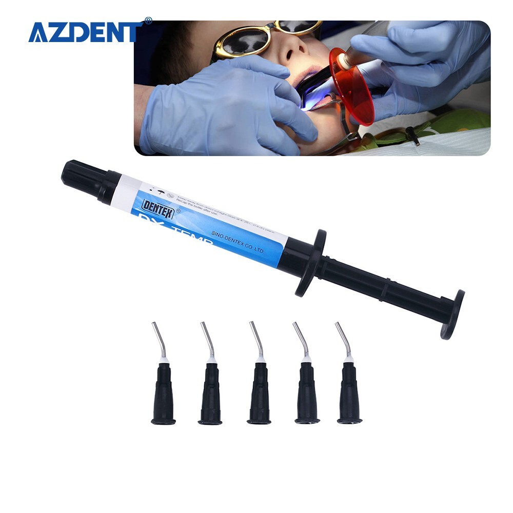 20pack Dentex DX.TEMP Dental Composite Resin 2.5g Temporary Flow Light Cure Blue