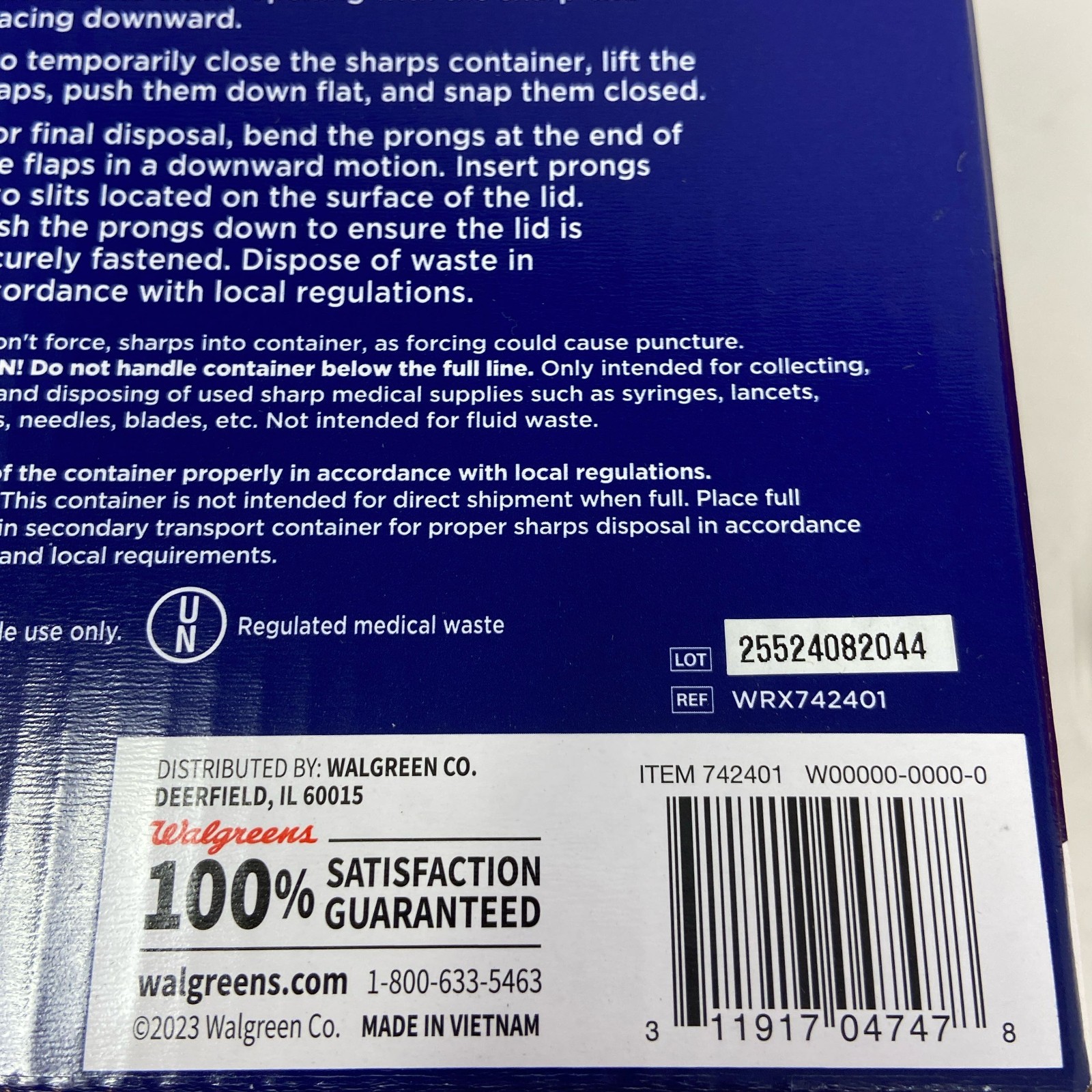 Walgreens Sharps Container Red 1 Qt Biohazard Needle Disposal