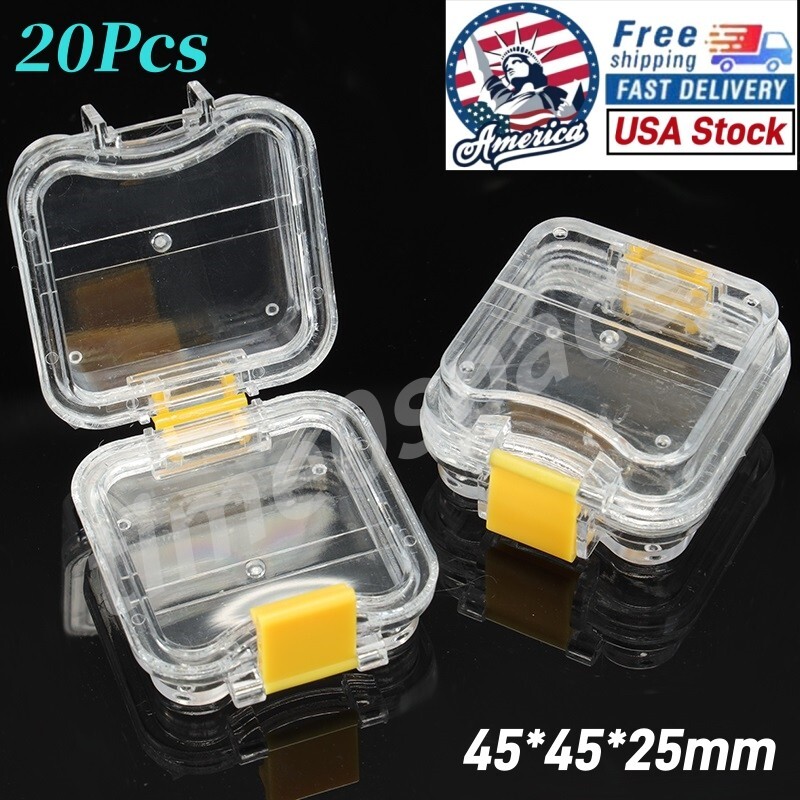20Pcs Dental Box Jewelry Storage Boxes Hinged Display Clear Membrane Case Small