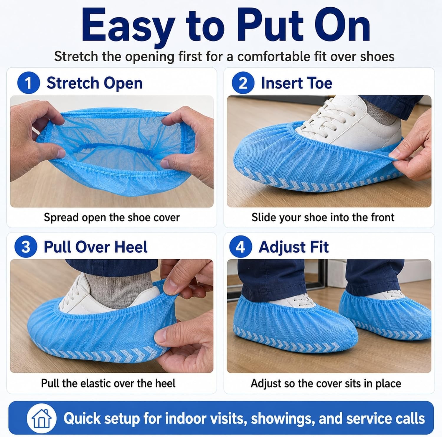 Blue Indoor Disposable Shoe Covers Disposable Non Slip Boot Covers Indoor