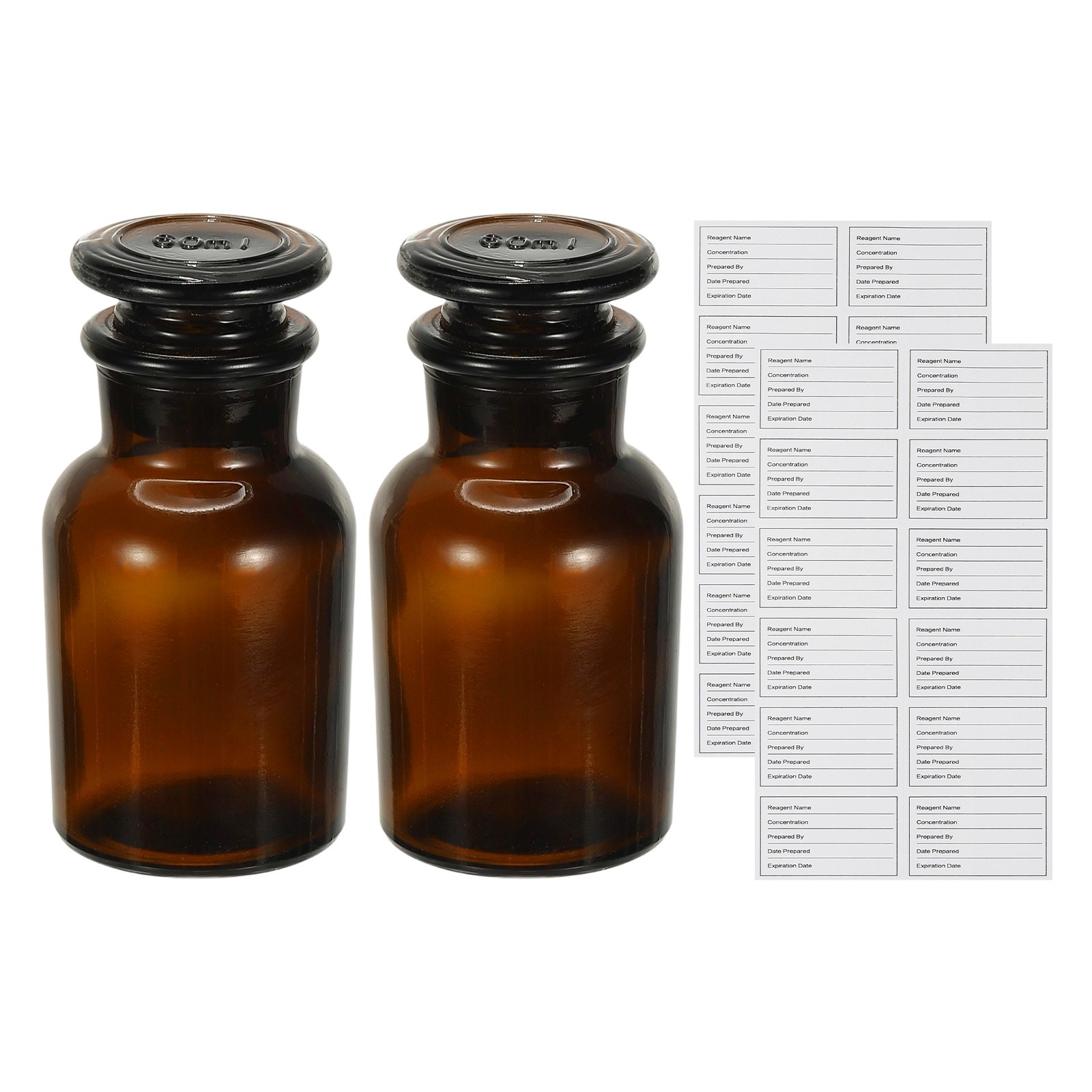 2Pack 60ml Wide Mouth Reagent Media Bottle with Stopper, Brown(2.1oz)