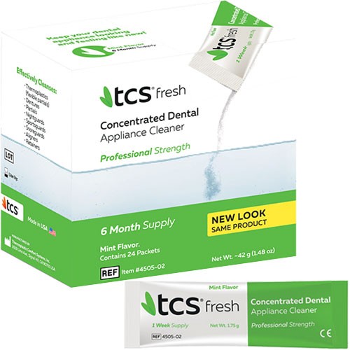 TCS Concentrated Denture Cleaner-Mint -24/BOX-1.75gm packets, 6 Month Supply
