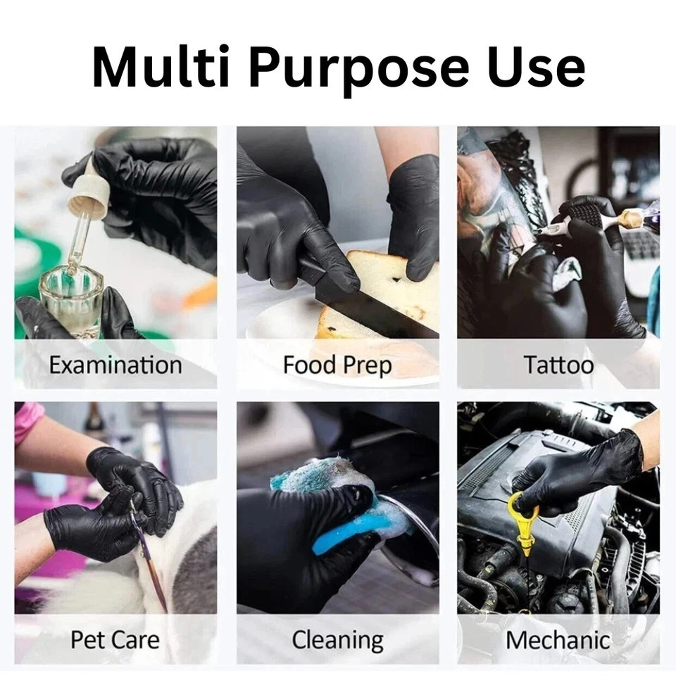6 Mil Black Nitrile Gloves Heavy Duty Powder-Free Latex-Free New 100 PC M/L/XL