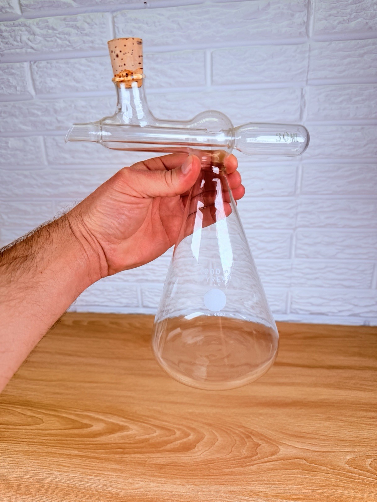 Vintage PYREX USA No. 4980 1000mL Automatic Tilt Measure Flask Dispenser 30mL
