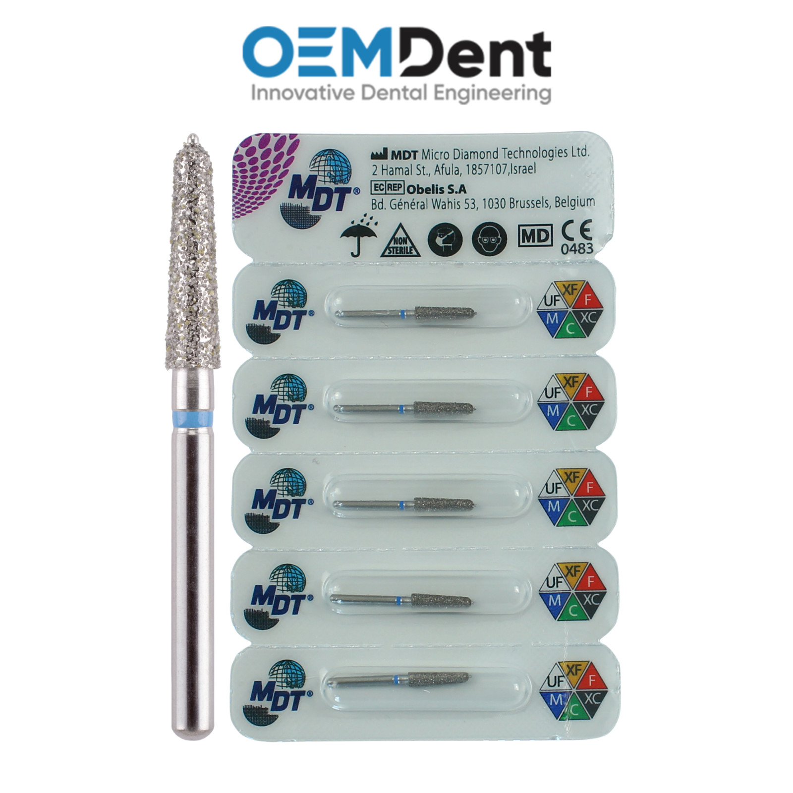 MDT FG Diamond Burs Guide Pin-Taper 508T Shaping Trimming Dental Restorations