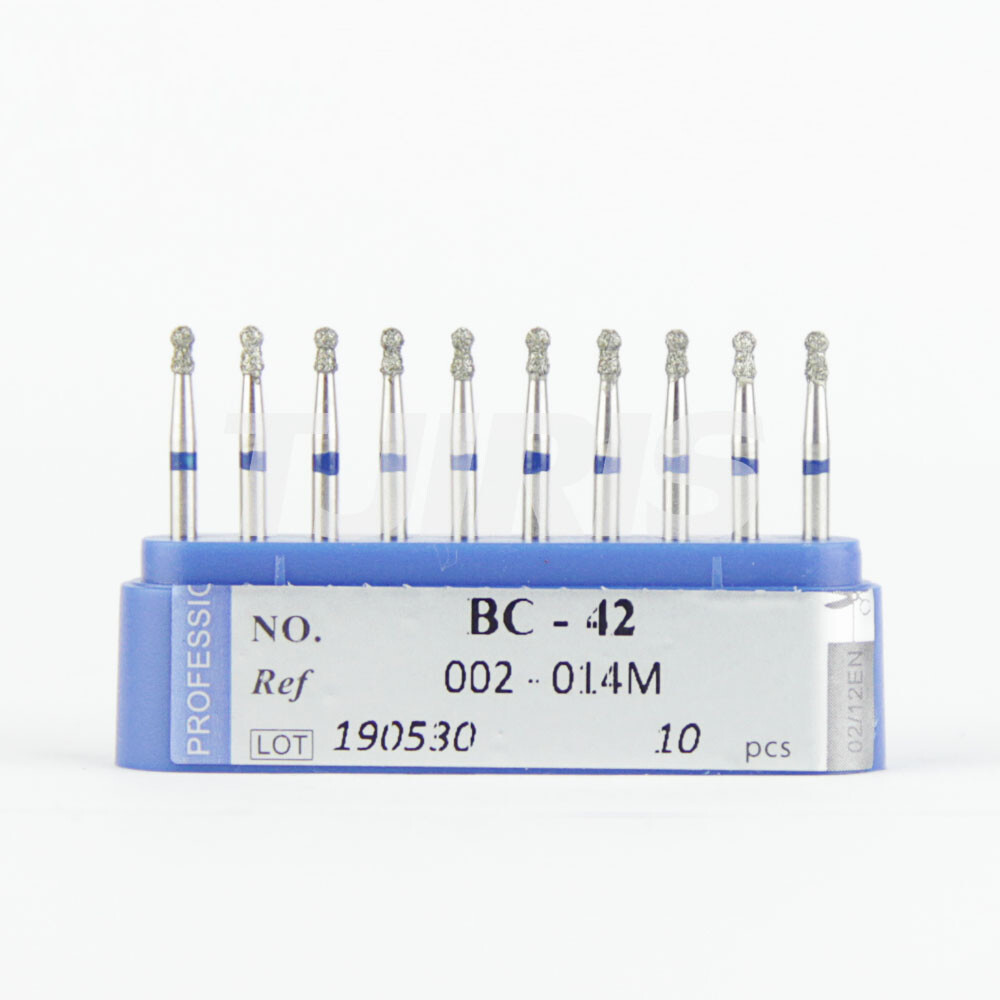 10Pcs Dental Diamond Burs FG Round Ball with Collor Standard 002-012M BC-43