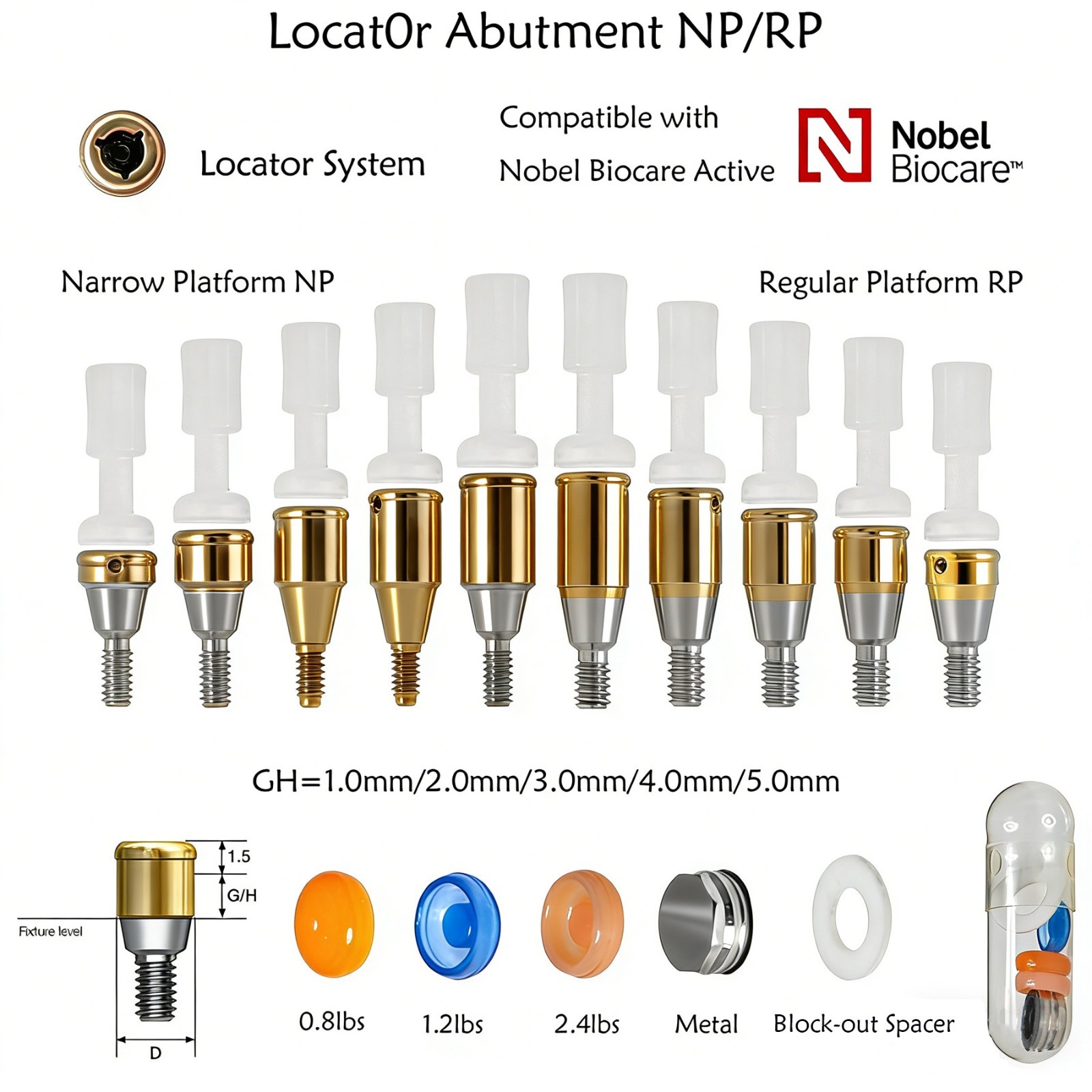 US For Nobel Active Biocare ZEST Locator Abutment Conical Connection NP/RP 1-5mm