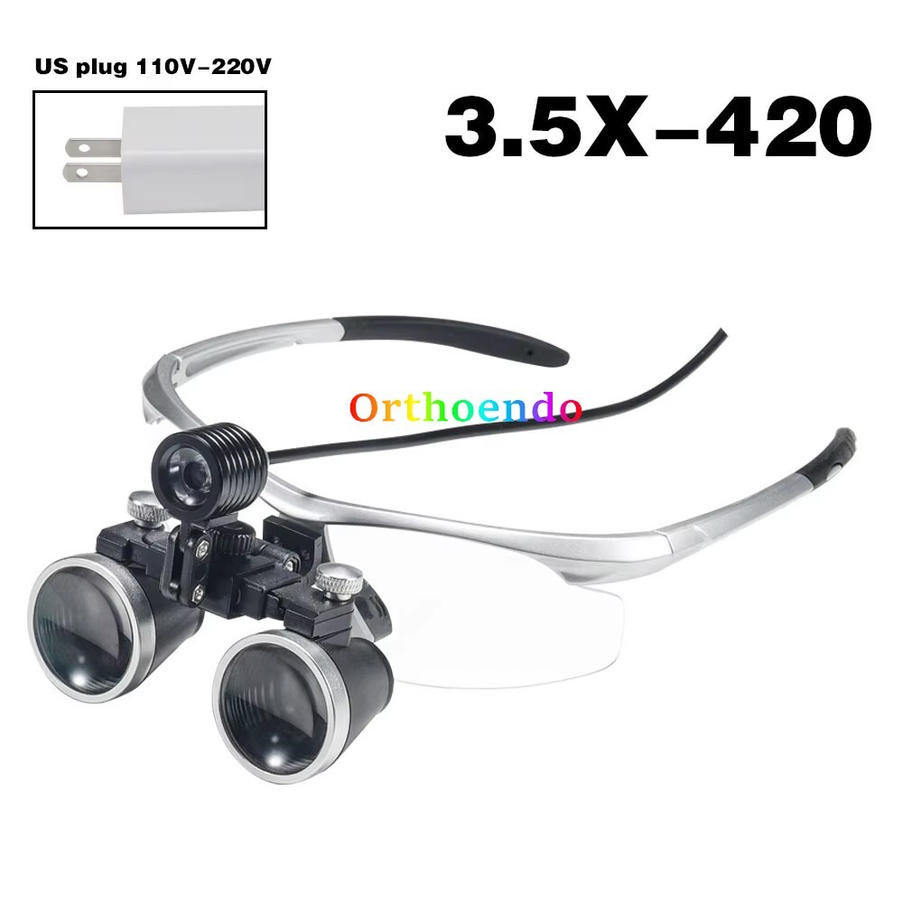 3.5X Dental Surgical LED Loupe Headlight Medical Binoculars Magnifier US/EU Plug