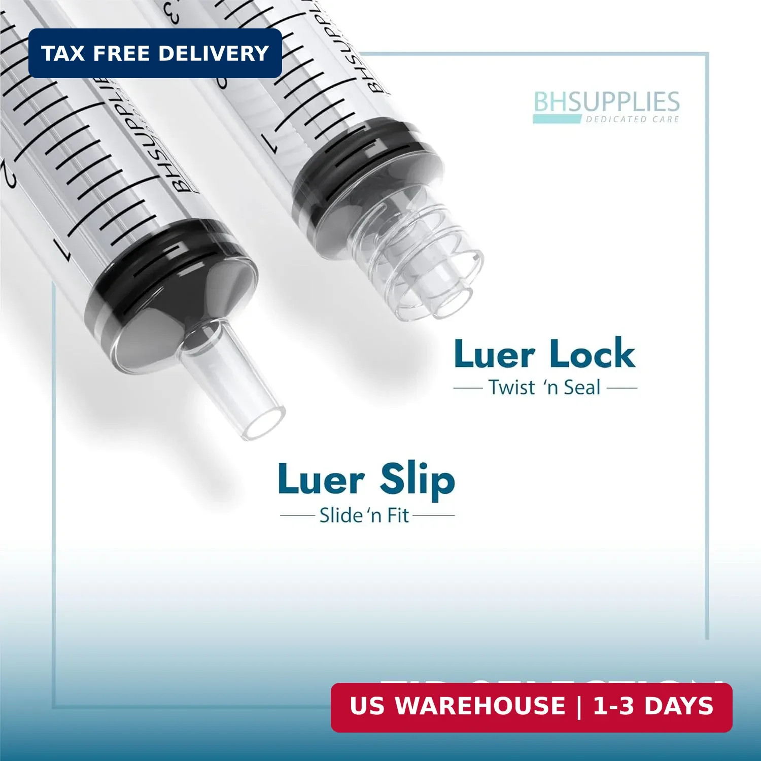 1Ml Luer Slip Tip Syringes (No Needle) – Sterile, Individually Wrapped – 100 Syr