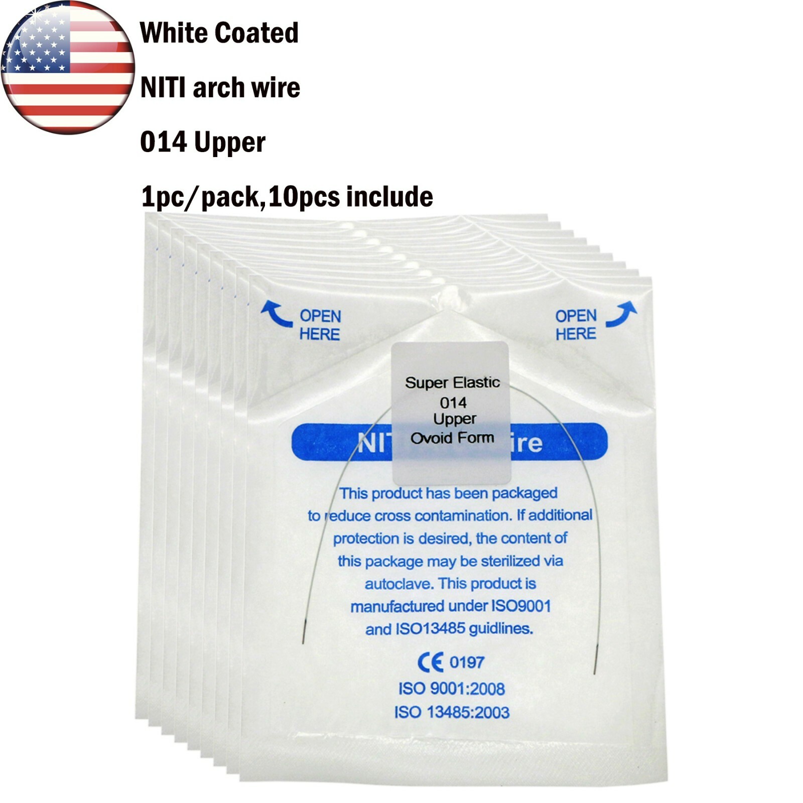 10Pcs Dental Orthodonic Niti White Arch Wire Super Elastic Upper Lower 012-020