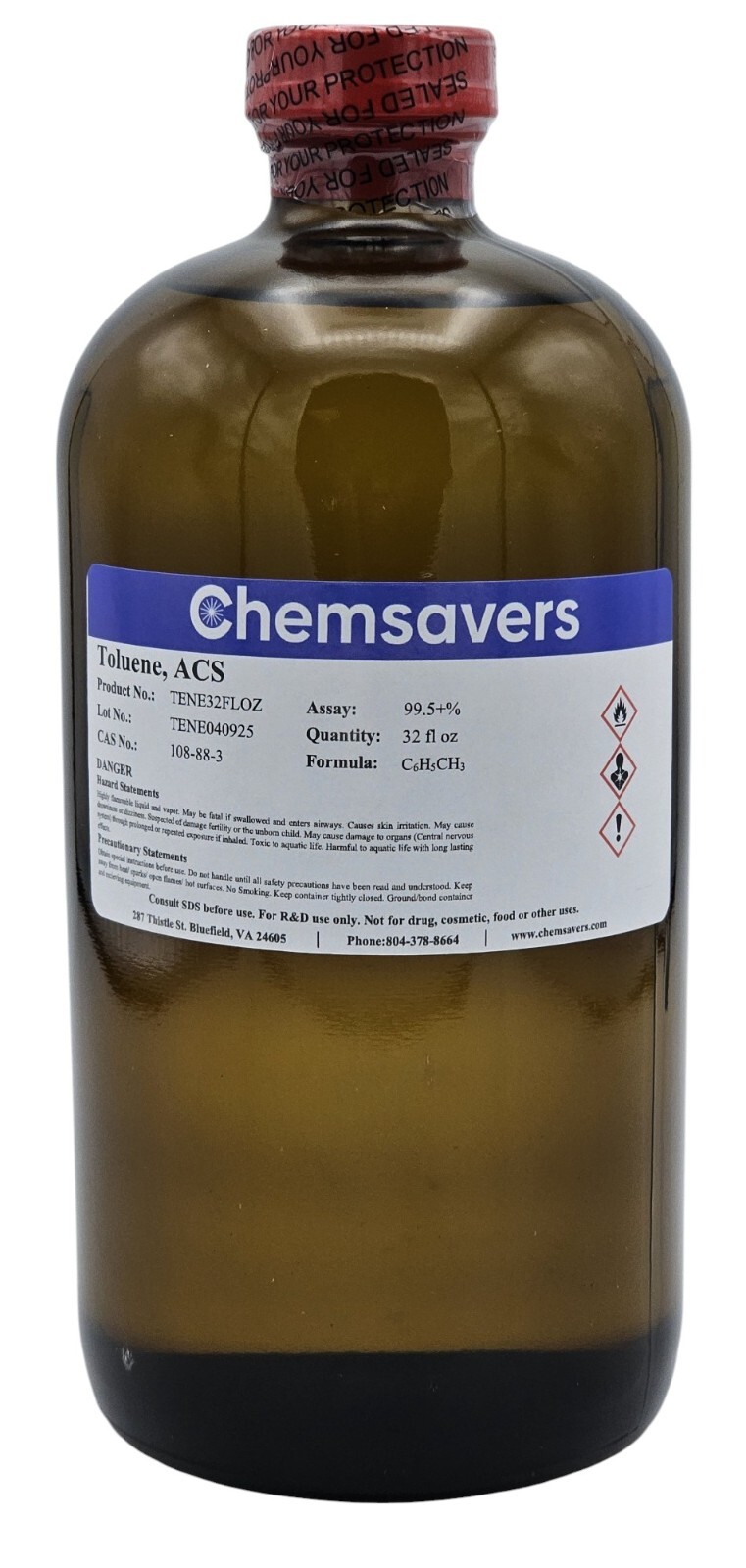Toluene, ACS, 99.5+%, 32 fl oz