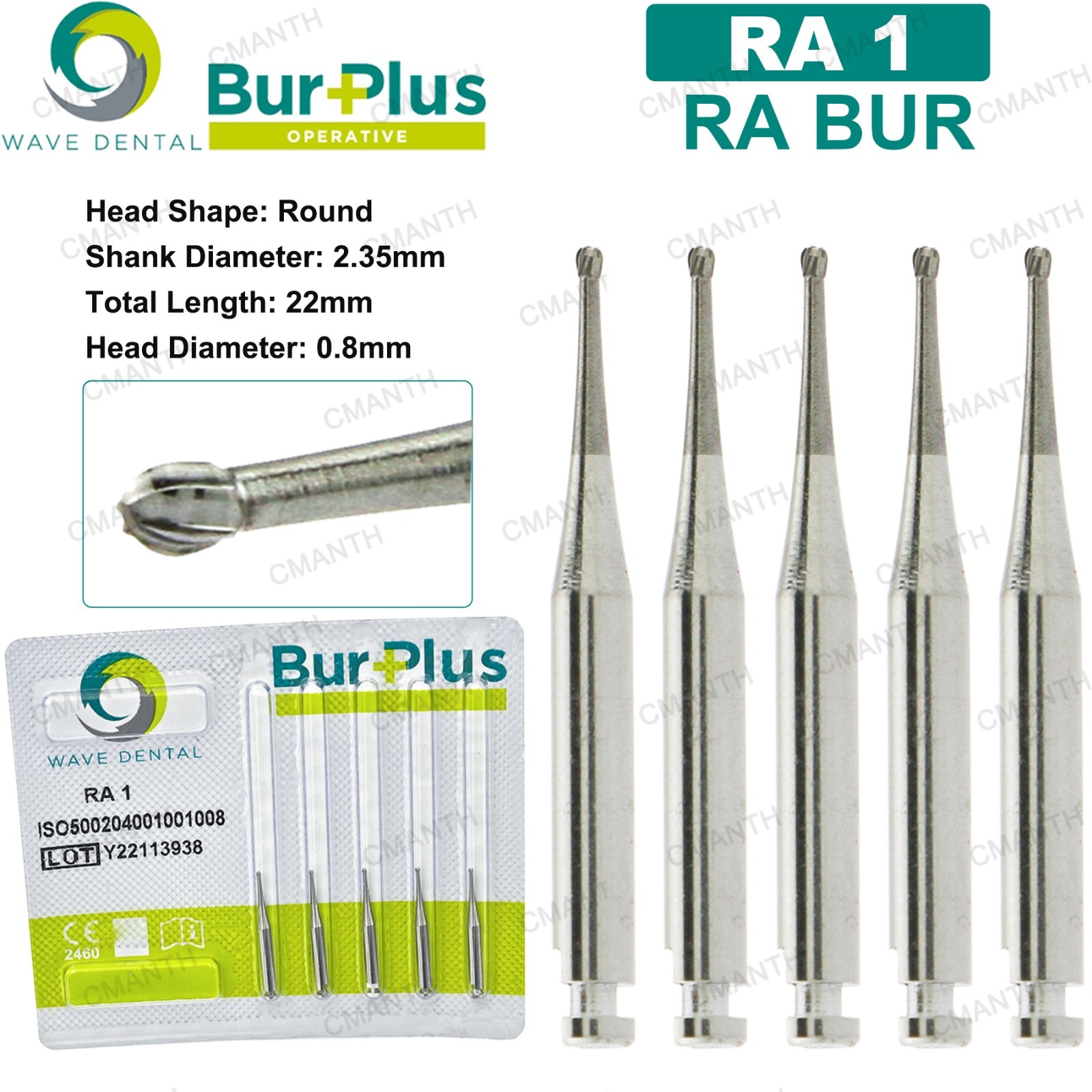 WAVE Tungsten Carbide Burs Dental Round Latch Carbide Bur RA 1-10 For Slow Speed