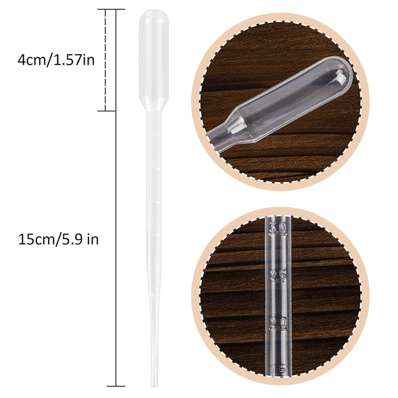 Disposable Pipettes 50pcs Plastic Droppers 3ml Liquid Transfer Pippets New