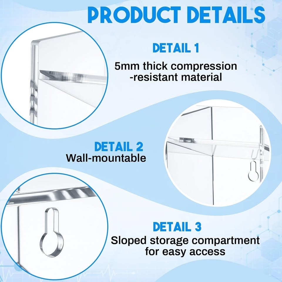 Cinnvoice Large Phlebotomy Organizer 3-Tier Wall or Counter Tube Rack Holder