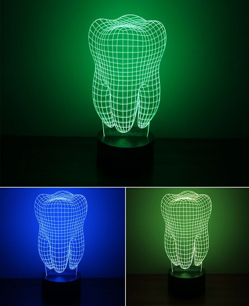 1Set Teeth Type 3D Led Lamp Dental Creative gift Colorful Tooth Gradient Light
