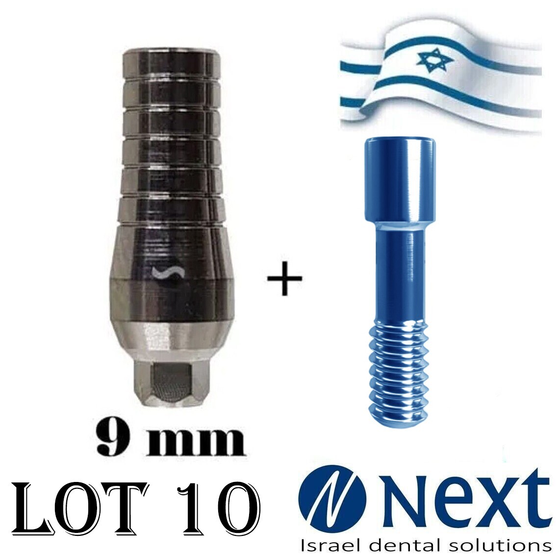 Lotx10 Titanium straight abutment Slim Narrow internal hex 2.1 with screw 9 mm