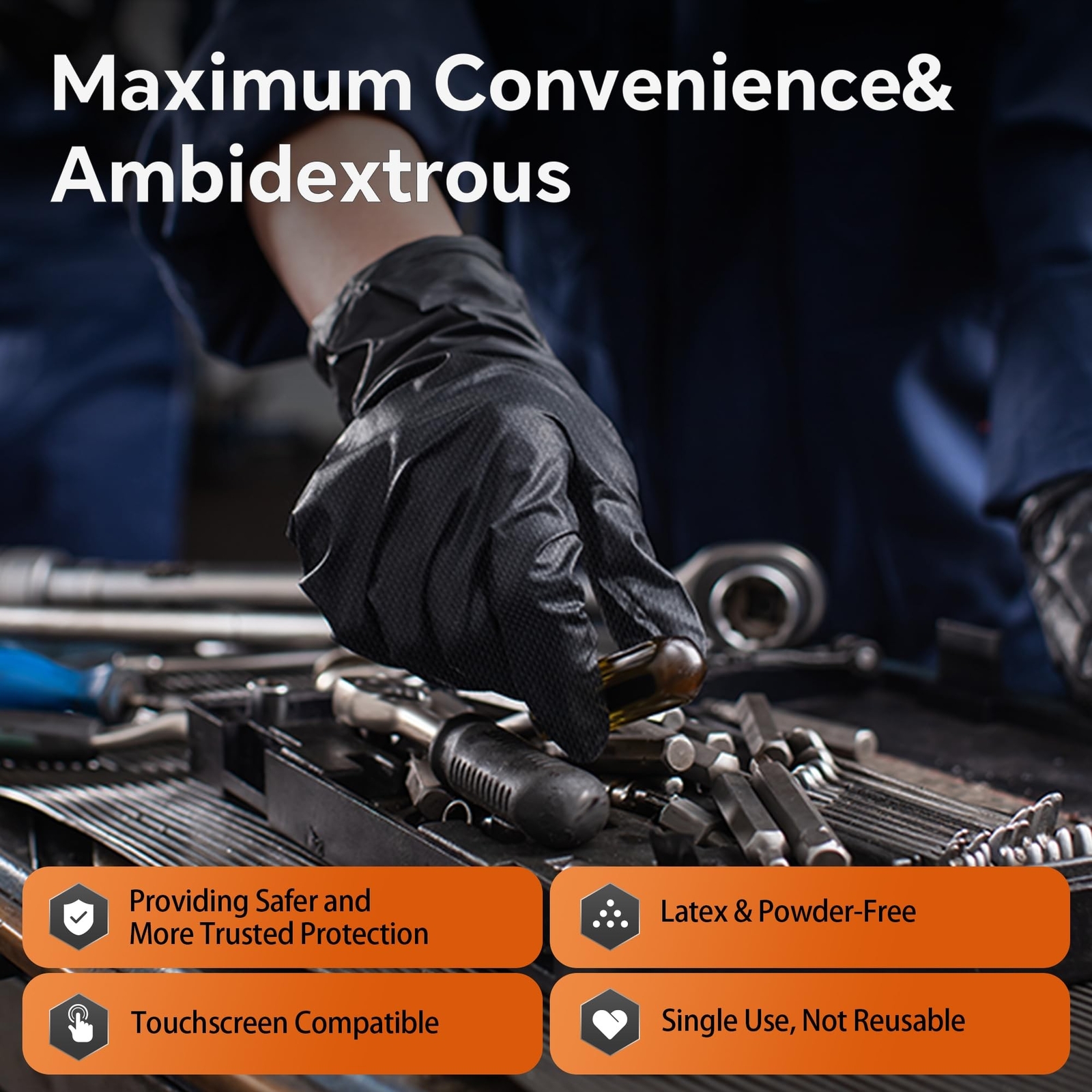10mil Nitrile Gloves Thick,Industrial Disposable Gloves with Diamond Textured…
