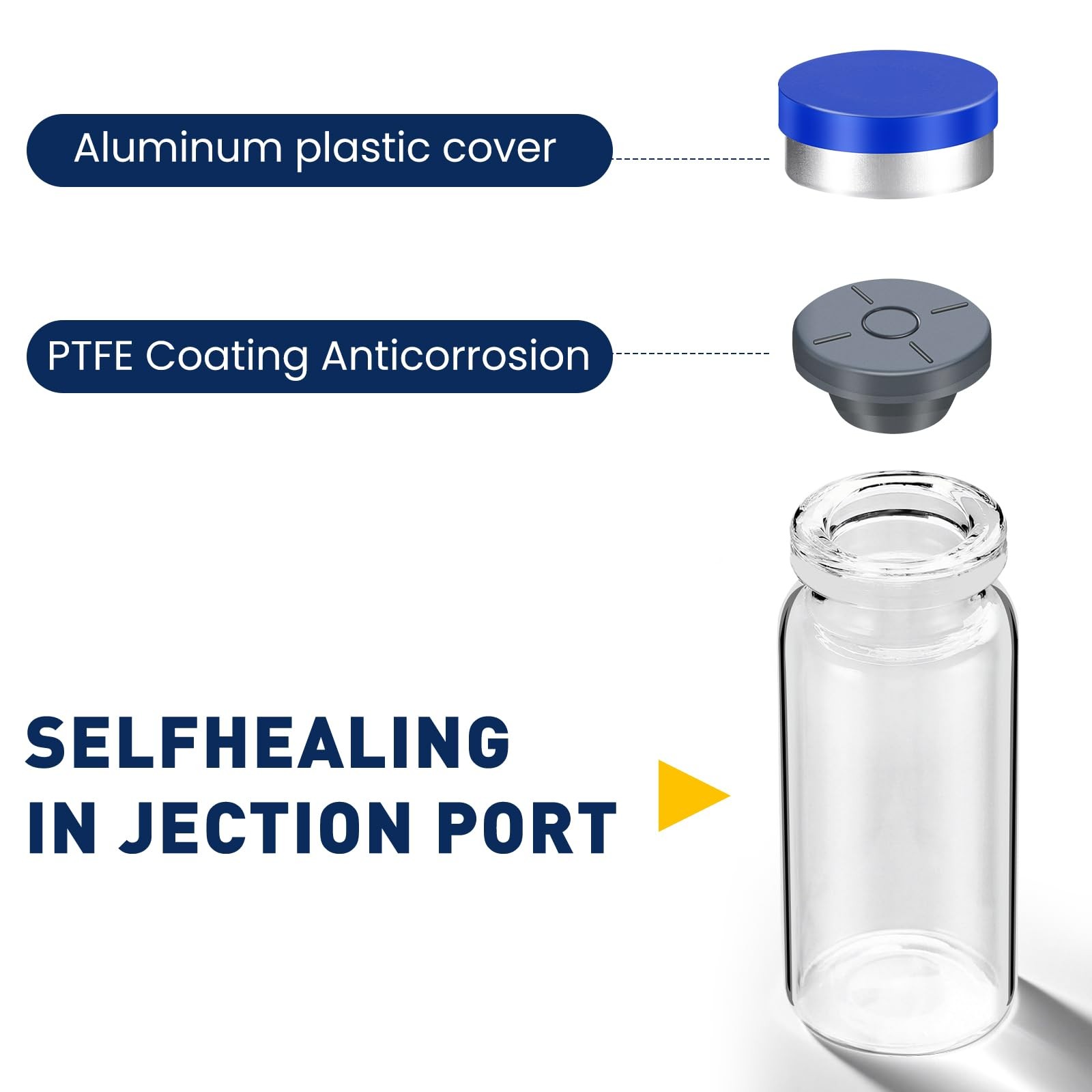 10ml Sterile Vials with Self Healing Injection Port and Sealing Cap, 10ML